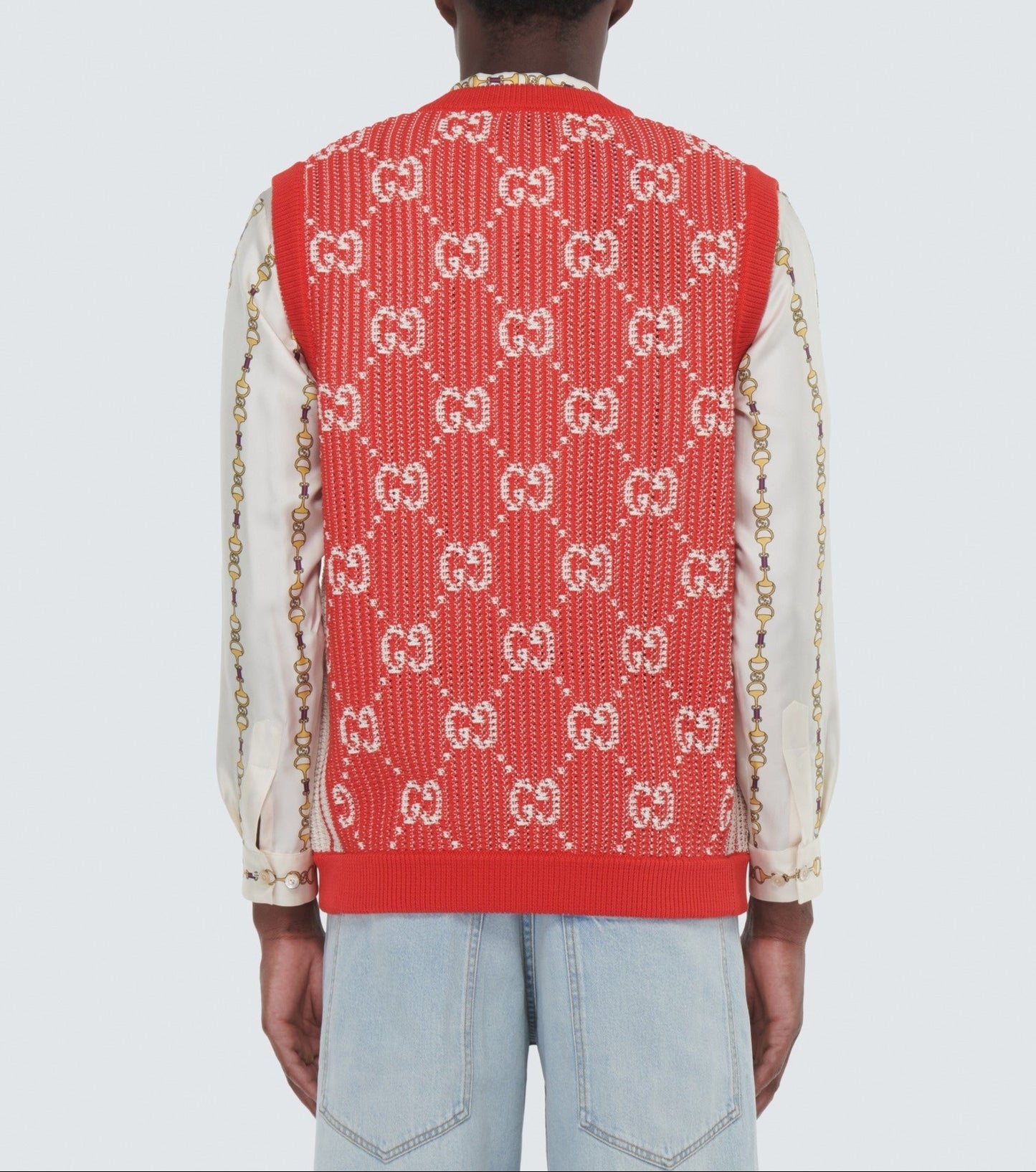 GUCCI MONOGRAM KNITTED V-NECK SWEATER VEST