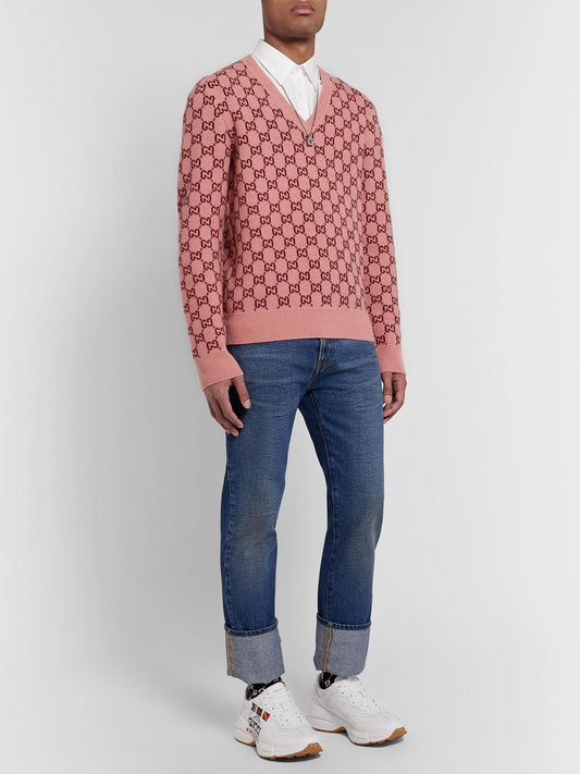 GUCCI MONOGRAM V-NECK SWEATER