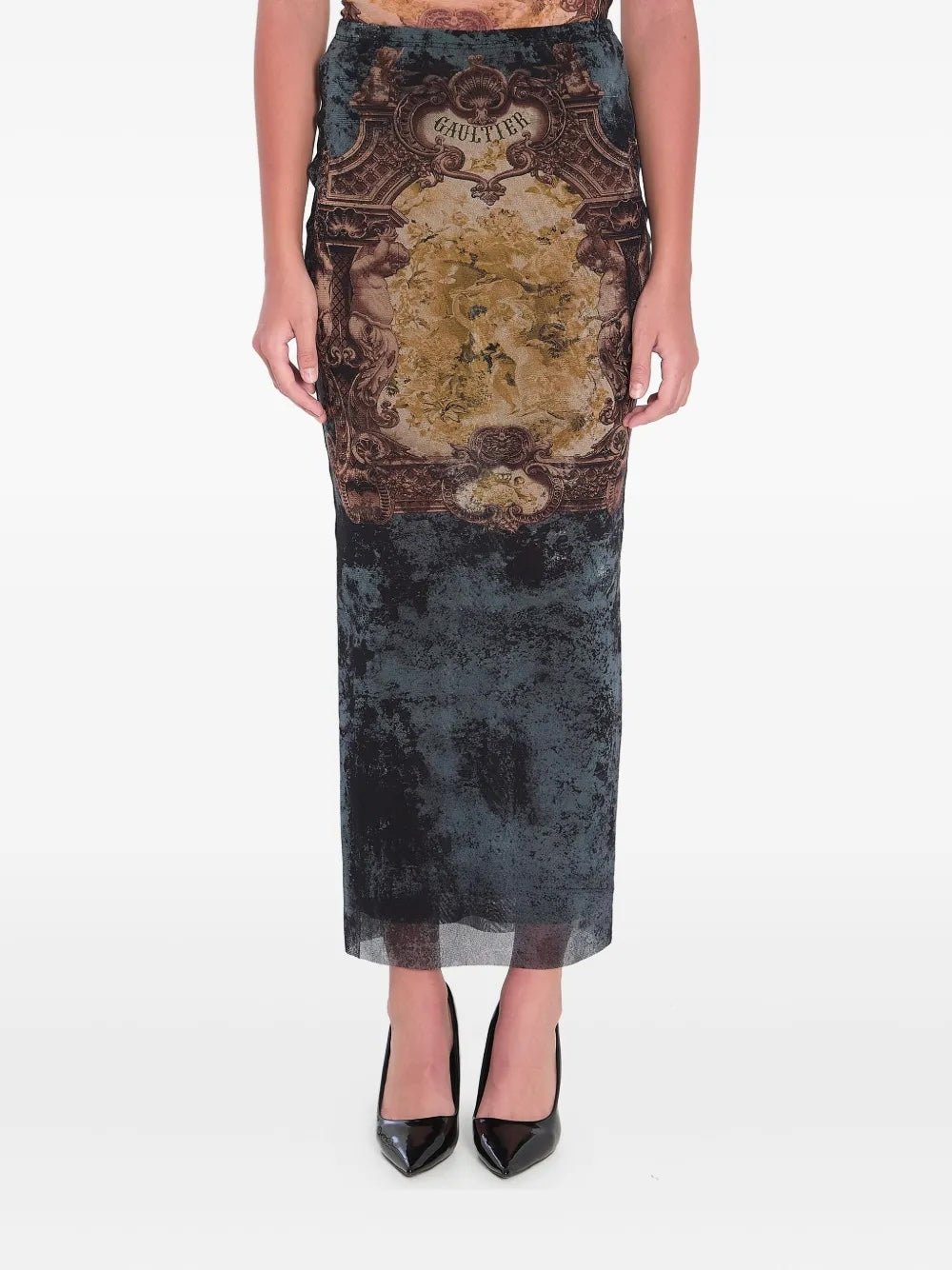 JEAN PAUL GAULTIER MEDALLION PRINT SKIRT