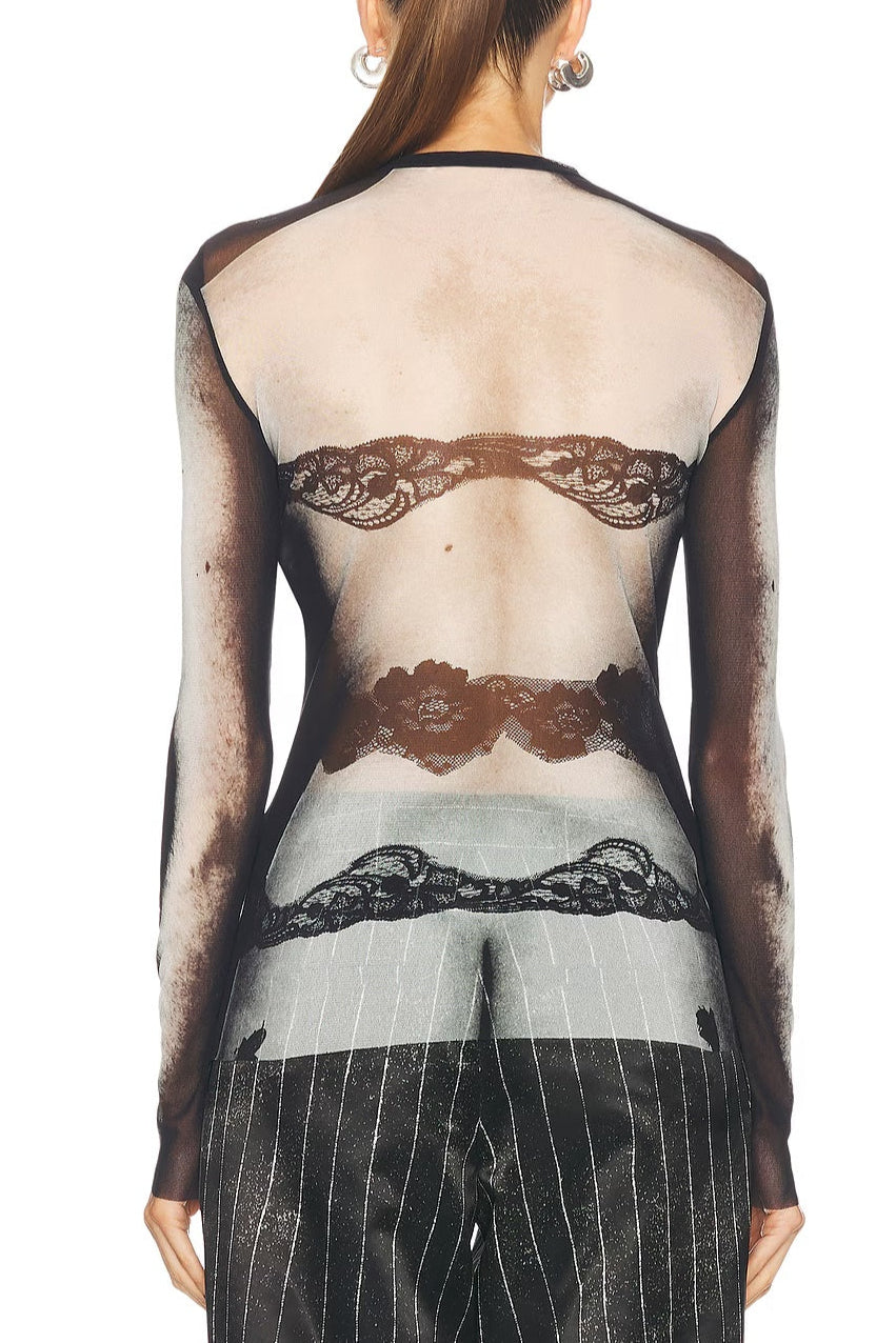 JEAN PAUL GAULTIER BODY LACE MARINIERE TOP