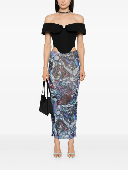 JEAN PAUL GAULTIER SLEEVELESS PAPILLON PRINT SKIRT