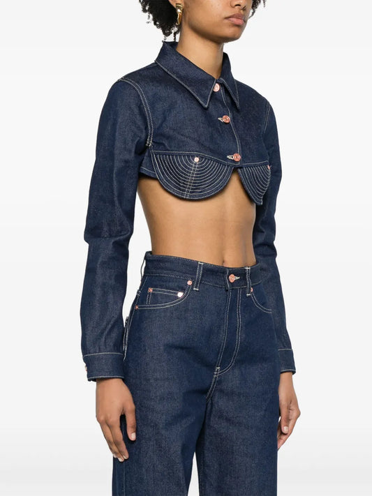 JEAN PAUL GAULTIER CONICAL CROPPED DENIM JACKET