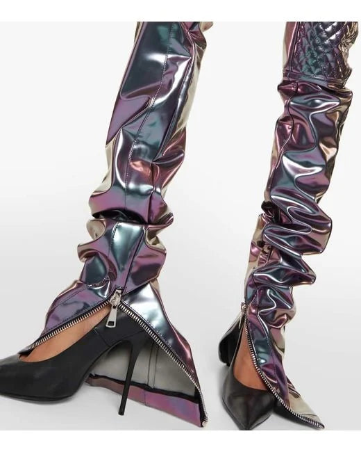 LAQUAN SMITH IRIDESCENT STRAIGHT LEG CARGO PANTS