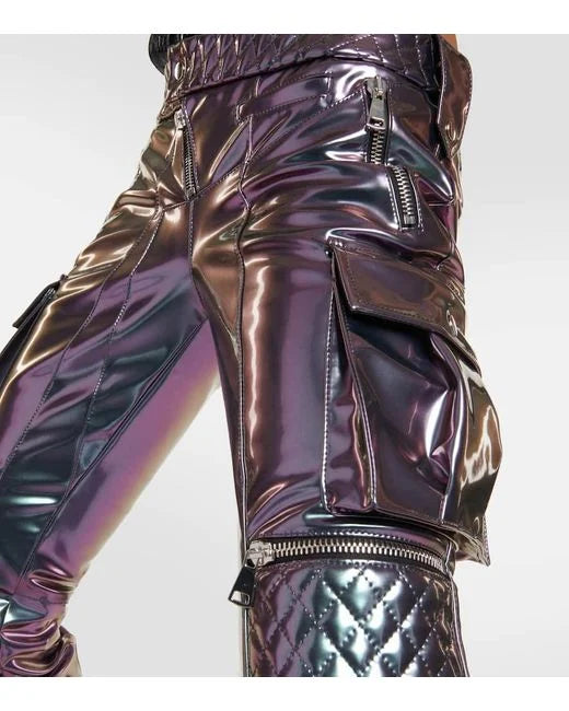 LAQUAN SMITH IRIDESCENT STRAIGHT LEG CARGO PANTS