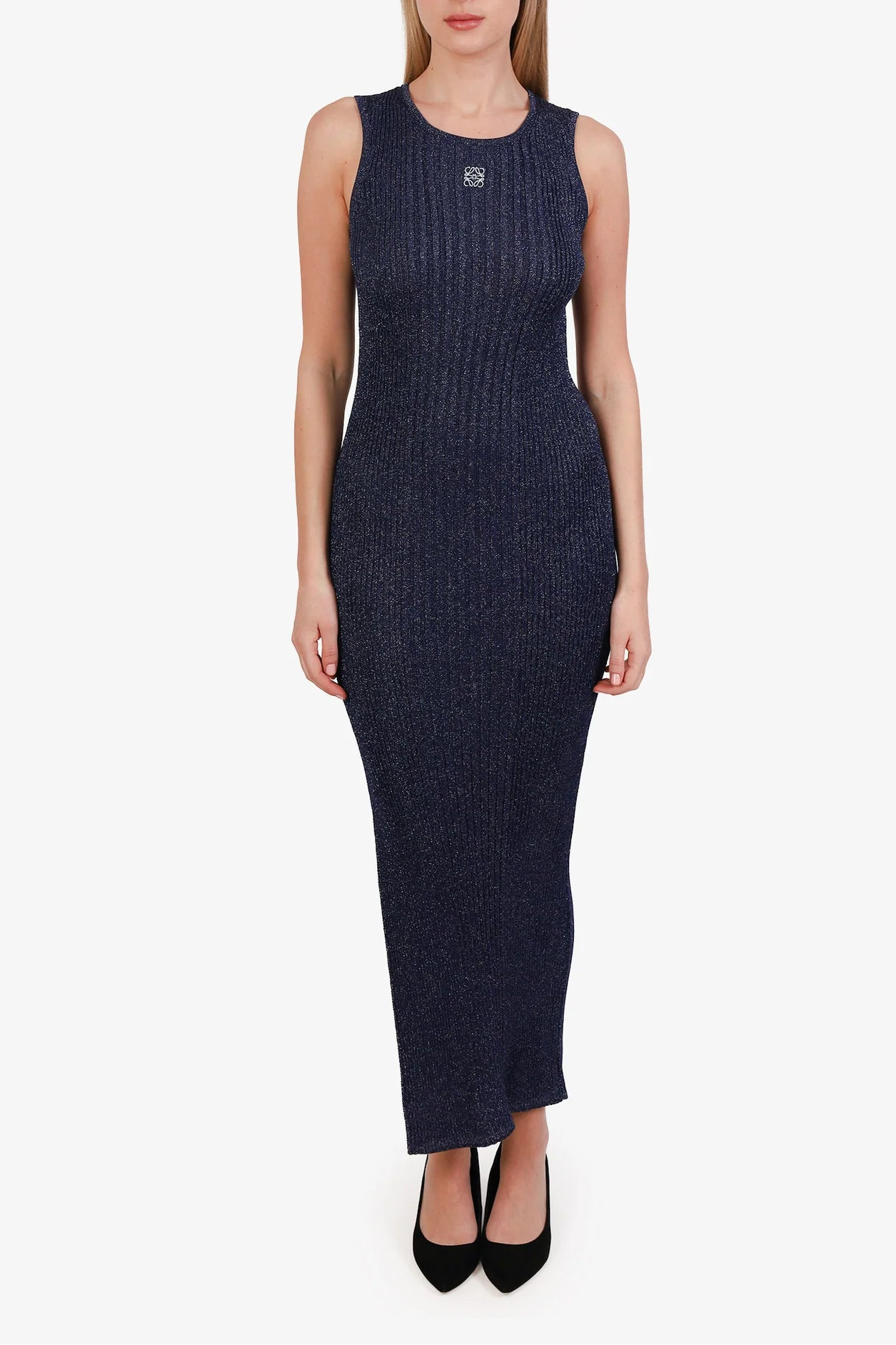 LOEWE ANAGRAM LUREX KNIT DRESS
