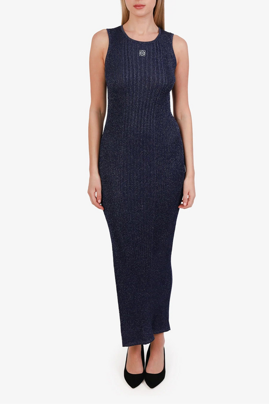 LOEWE ANAGRAM LUREX KNIT DRESS