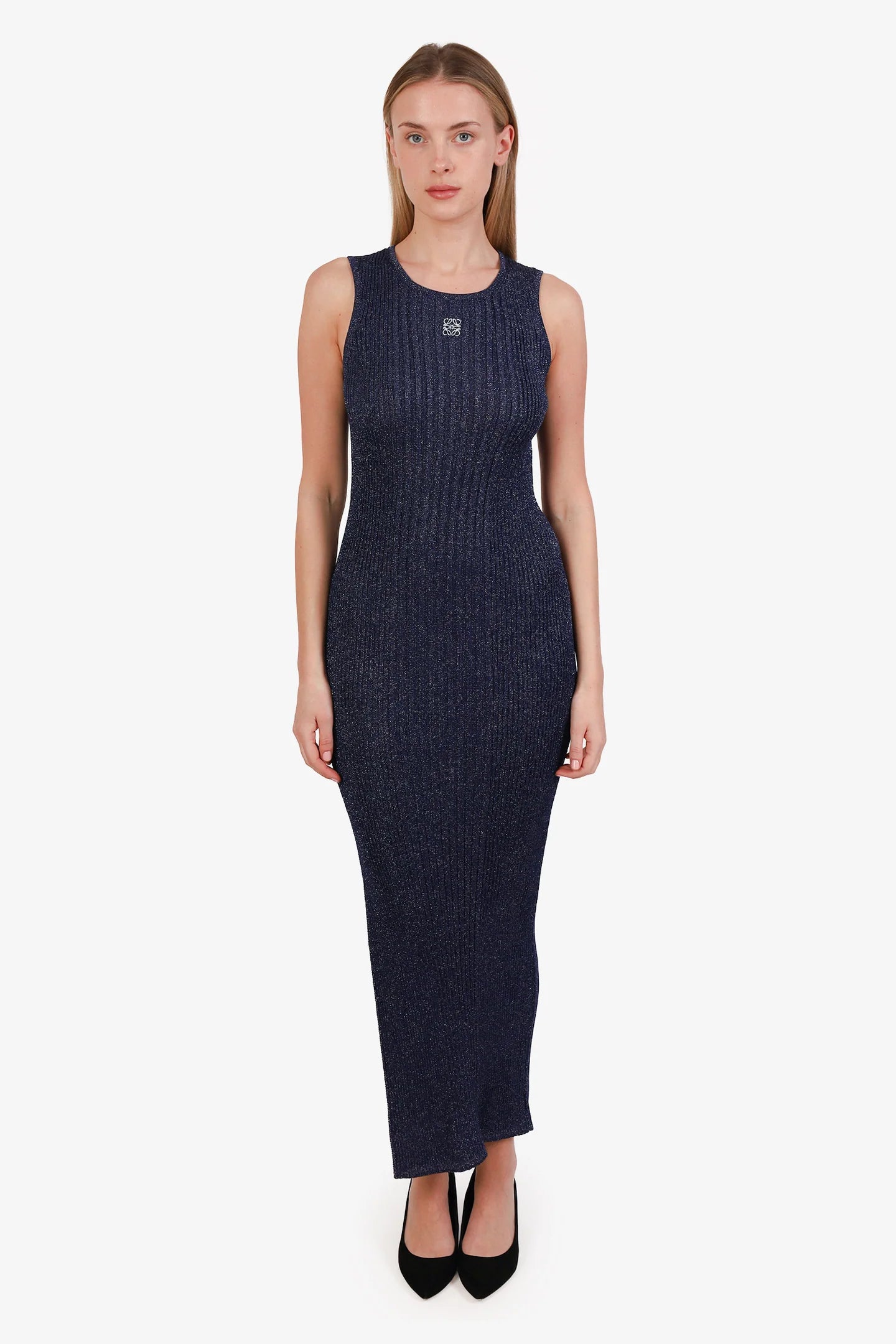 LOEWE ANAGRAM LUREX KNIT DRESS