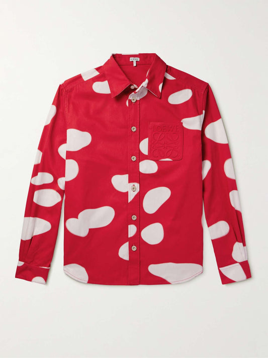 LOEWE LOGO-DEBOSSED PRINTED COTTON-TWILL SHIRT