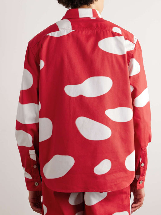 LOEWE LOGO-DEBOSSED PRINTED COTTON-TWILL SHIRT