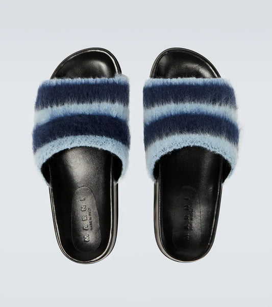 MARNI FUSSBETT STRIPED SLIDES