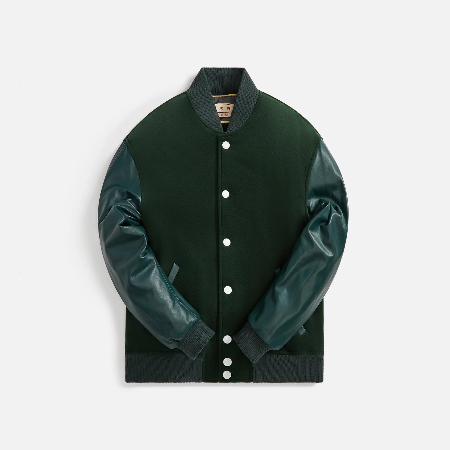 MARNI LEATHER AND KNITTED VARSITY JACKET