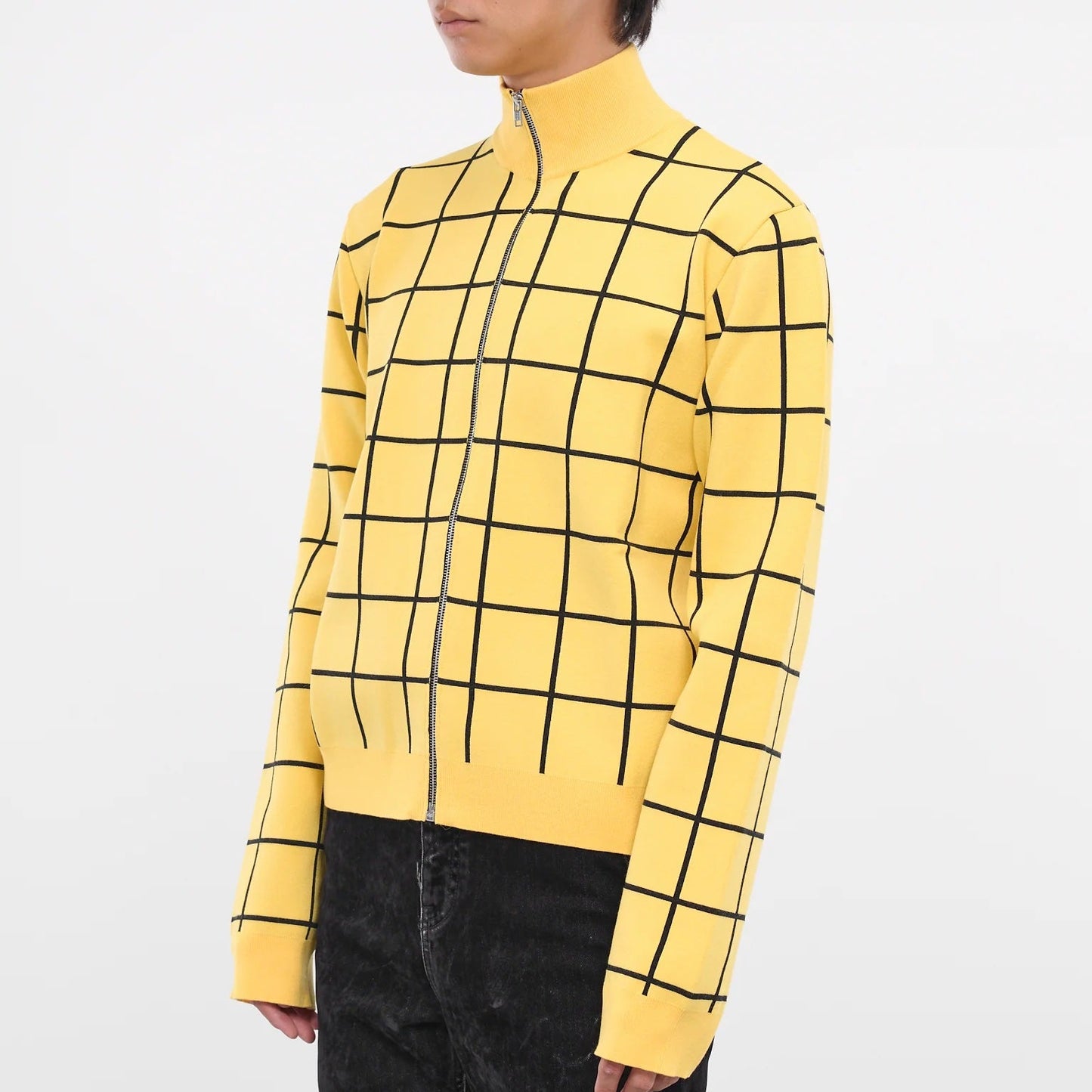 MARNI PLAID TURTLENECK CARDIGAN