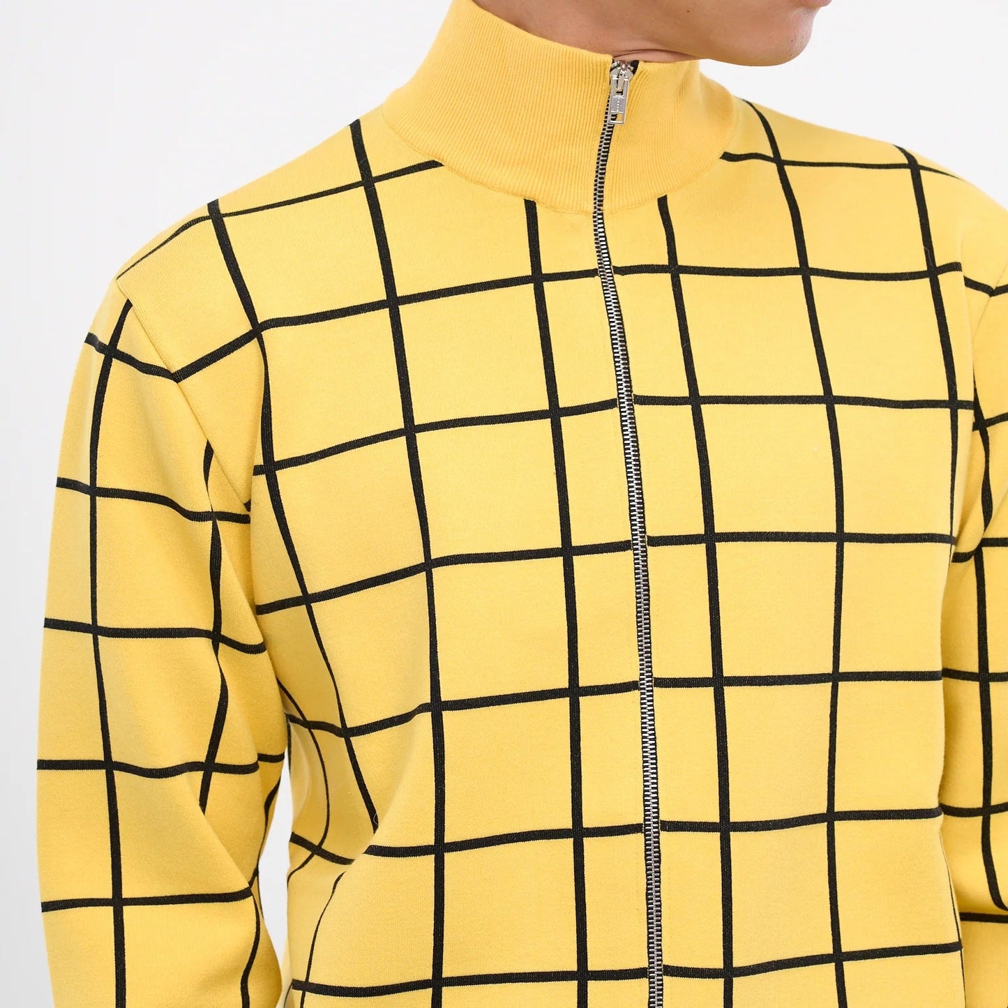 MARNI PLAID TURTLENECK CARDIGAN