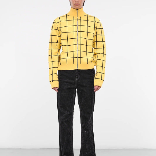 MARNI PLAID TURTLENECK CARDIGAN