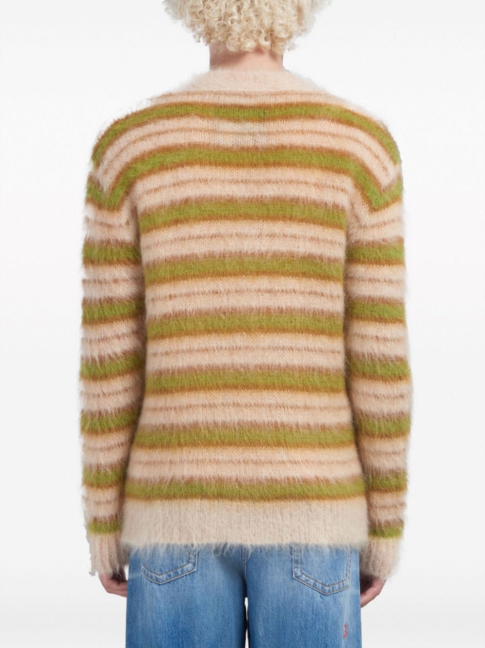 MARNI V-NECK STRIPED MOHAIR CARDIGAN