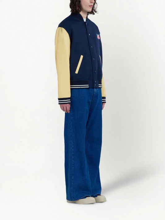 Marni Leather and Knitted Varsity Jacket