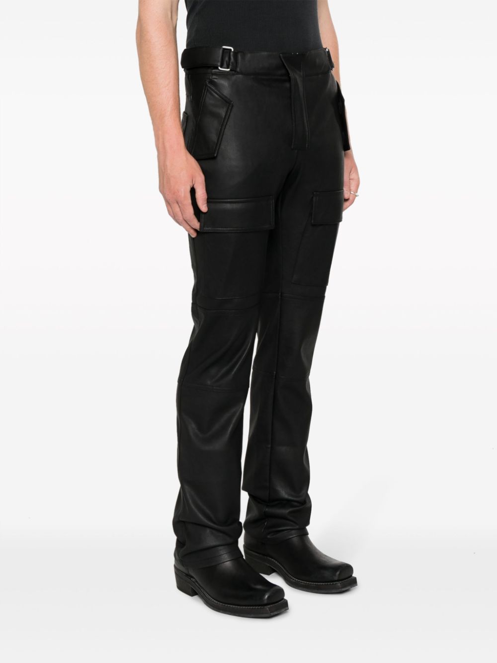 MISBHV CARGO FAUX-LEATHER TROUSERS