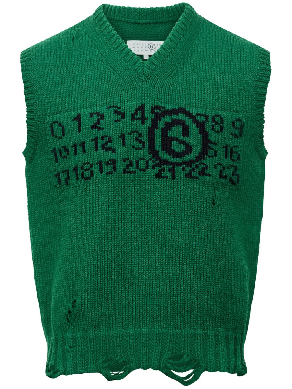 MM6 MAISON MARGIELA NUMBERS EMBROIDERED VNECK SWEATER