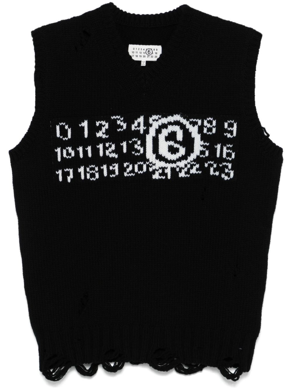 MM6 MAISON MARGIELA NUMBERS EMBROIDERED VNECK SWEATER