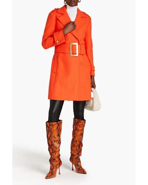 MOSCHINO BELTED WOOL BLEND COAT