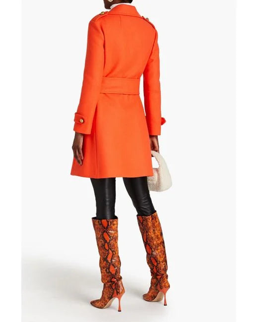 MOSCHINO BELTED WOOL BLEND COAT