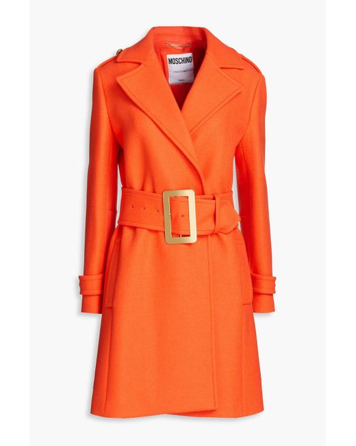 MOSCHINO BELTED WOOL BLEND COAT