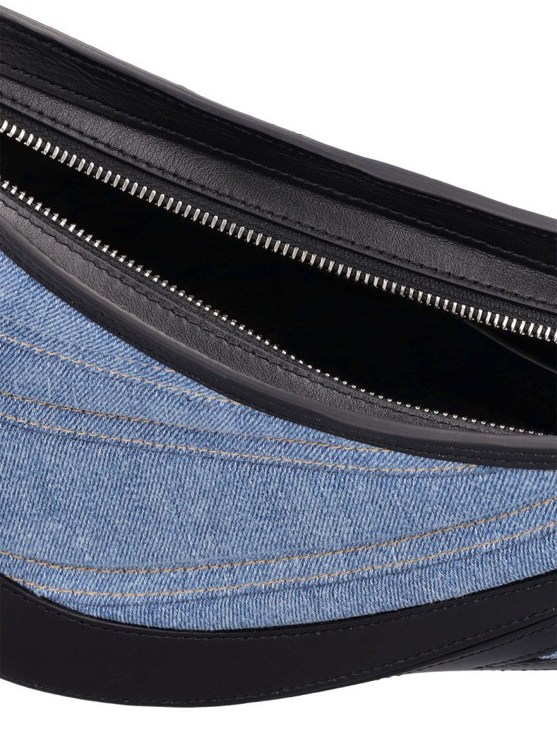MUGLER DENIM & LEATHER SPIRAL CURVE BAG