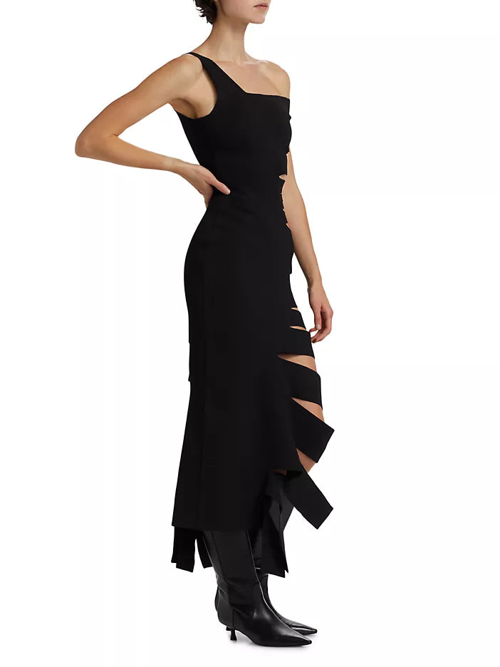 MUGLER PAROS CUTOUT MIDI DRESS