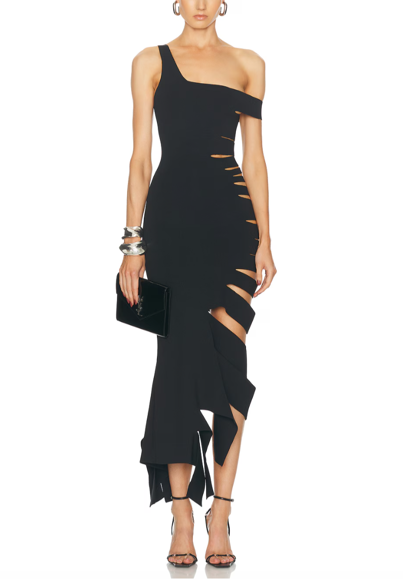 MUGLER PAROS CUTOUT MIDI DRESS