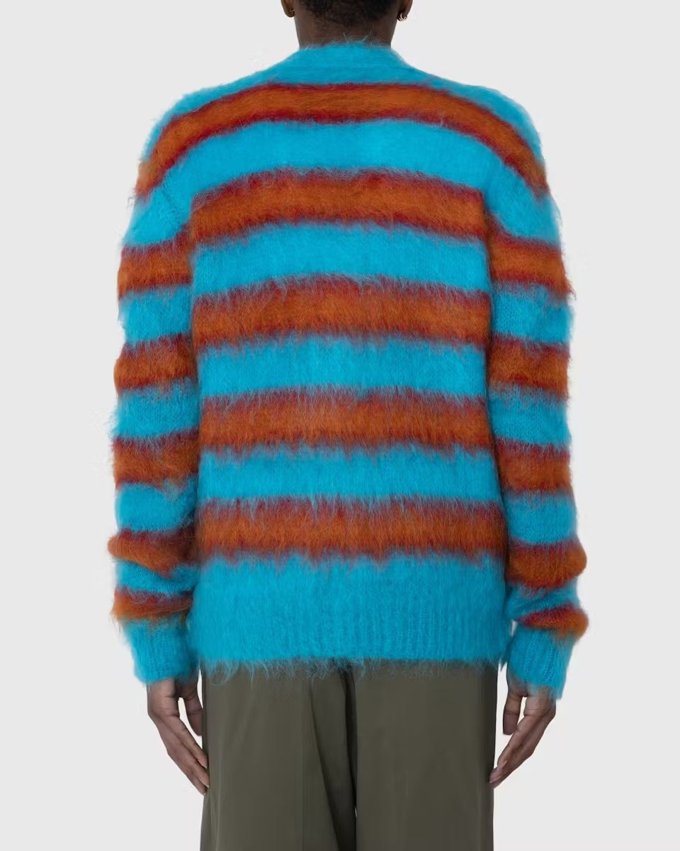 MARNI STRIPED MOHAIR CARDIGAN MULTI