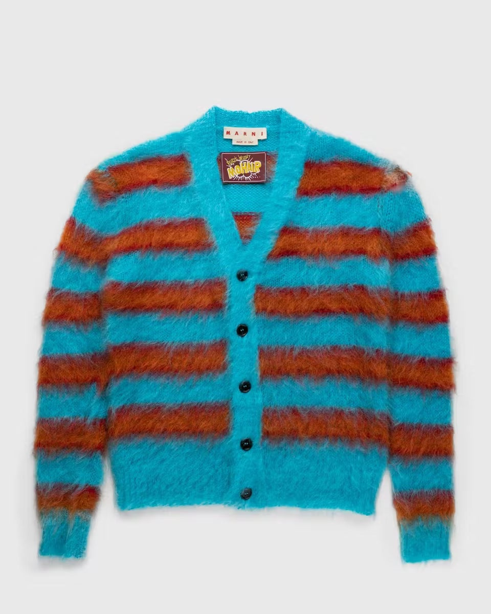 MARNI STRIPED MOHAIR CARDIGAN MULTI