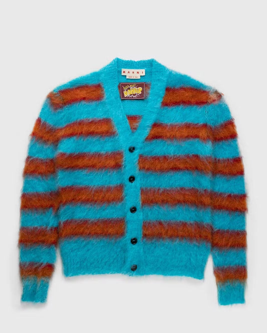 MARNI STRIPED MOHAIR CARDIGAN MULTI