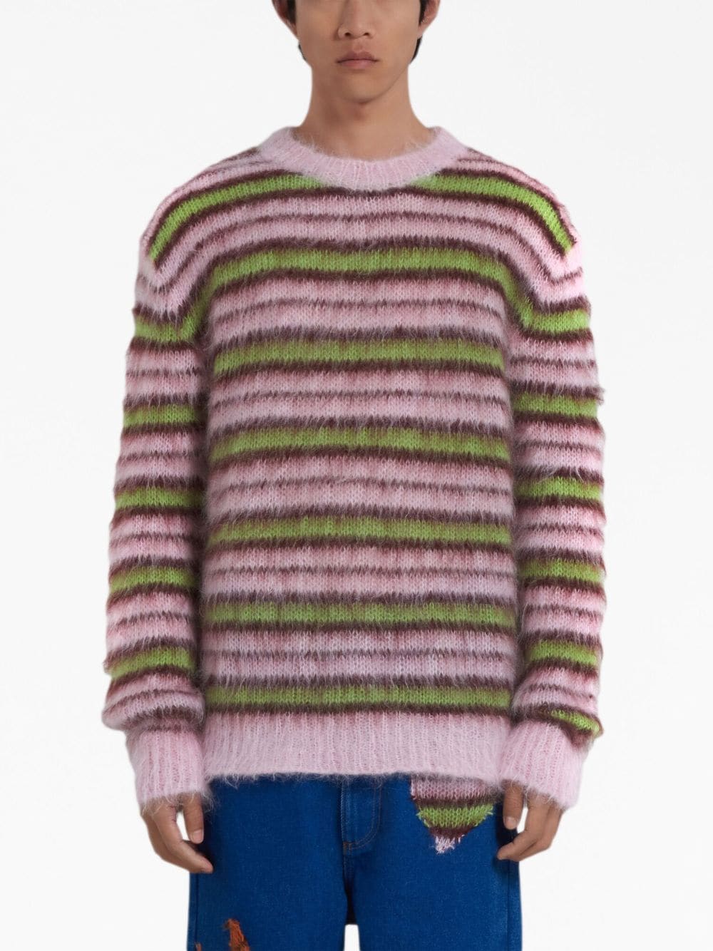 MARNI STRIPED MOHAIR SWEATER