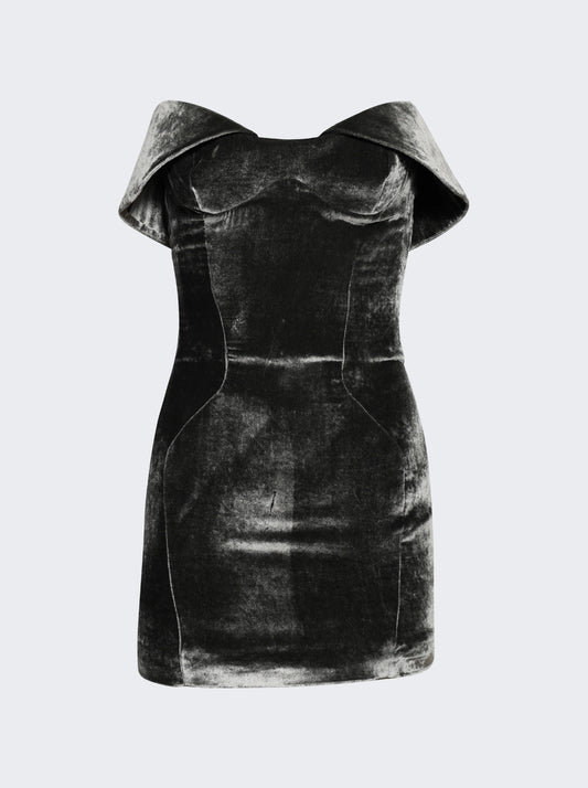 MUGLER VELVET MINI DRESS GREY