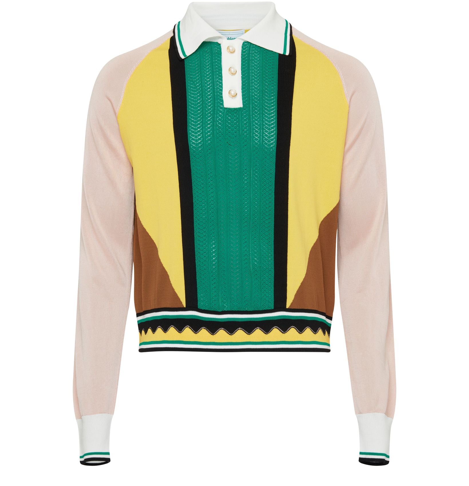 CASABLANCA MESH GREEN AND WHITE STRIPE SHIRT