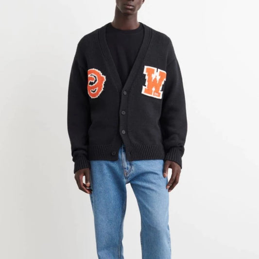 OFF-WHITE LOGO JACQUARD CARDIGAN