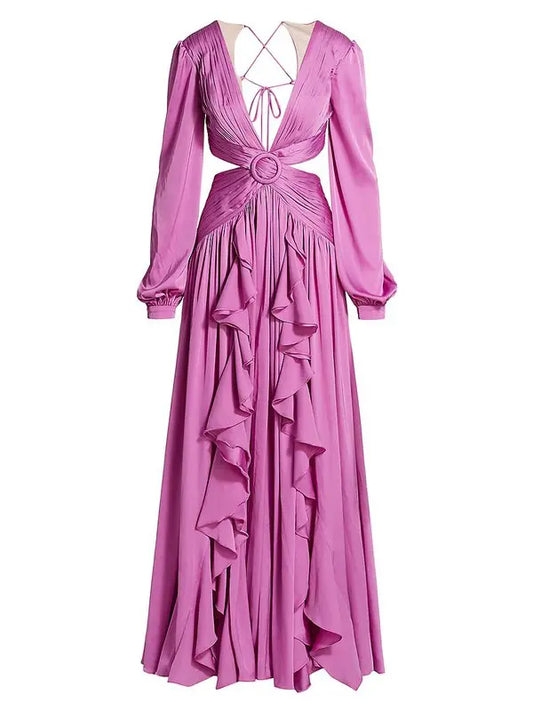 PATBO CUTOUT RUFFLE GOWN CLOTHING RENTAL