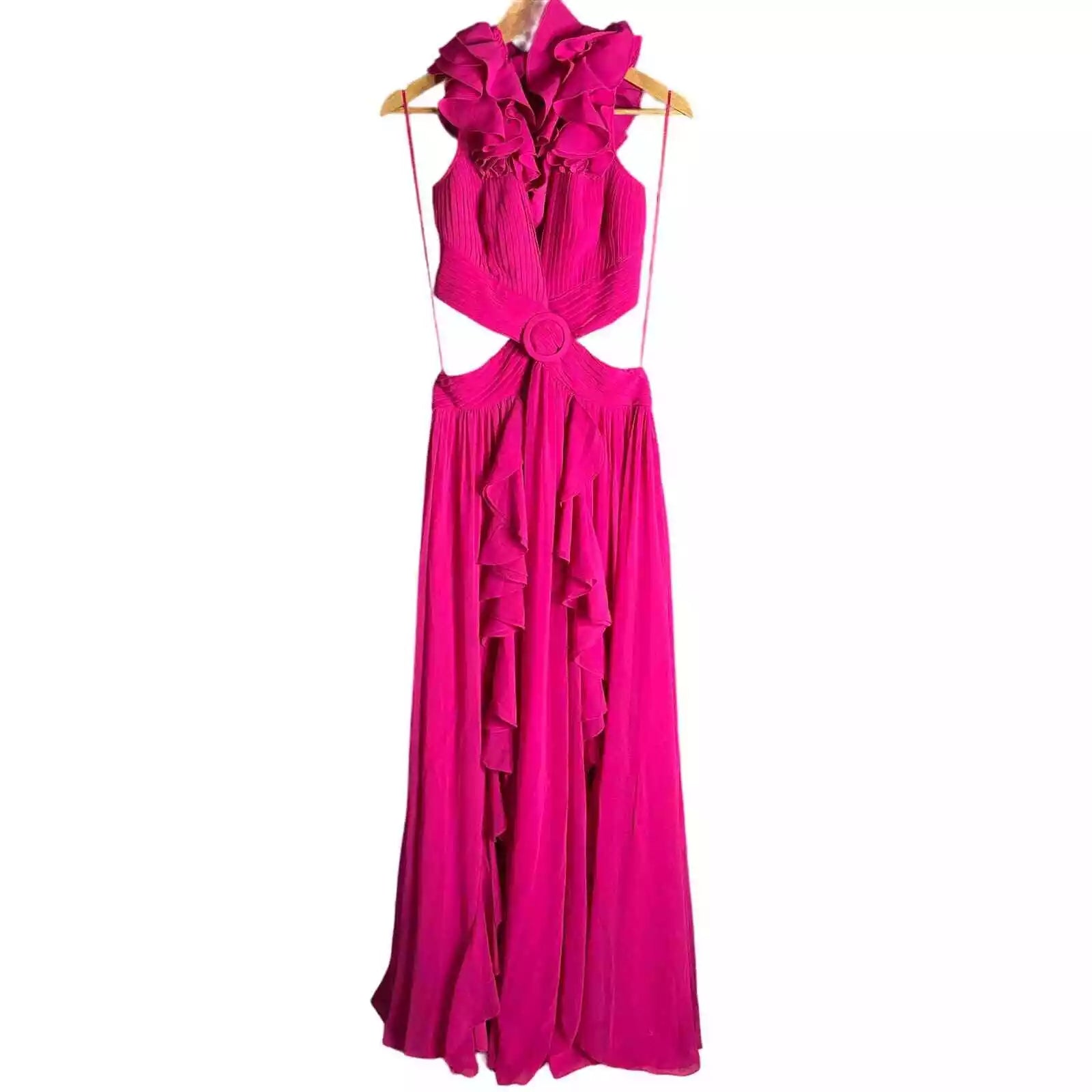 PATBO FLUTTER SLEEVE RUFFLE GOWN