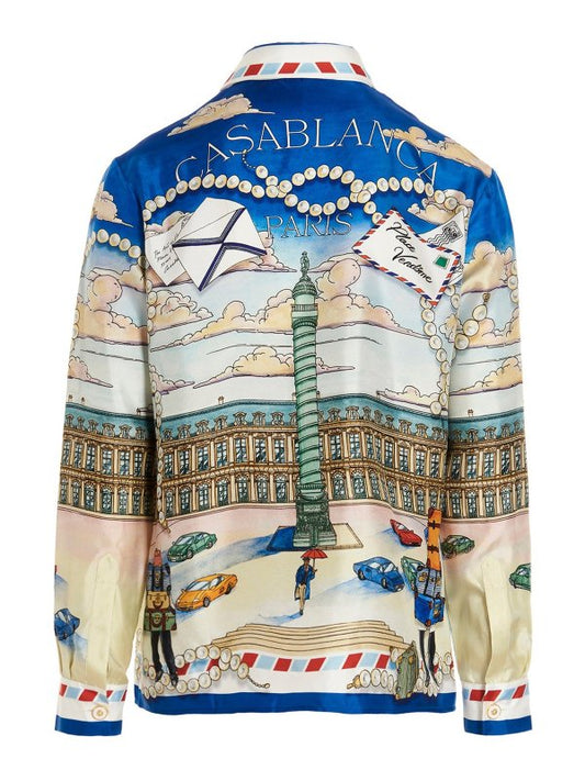 CASABLANCA PLACE CASA LONG SLEEVE SILK SHIRT