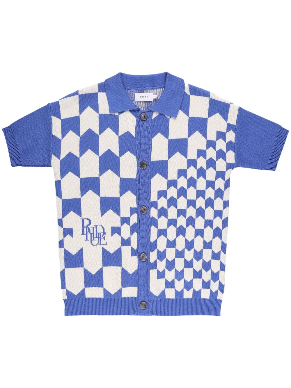 RHUDE RACING CHECKERED KNITTED POLO