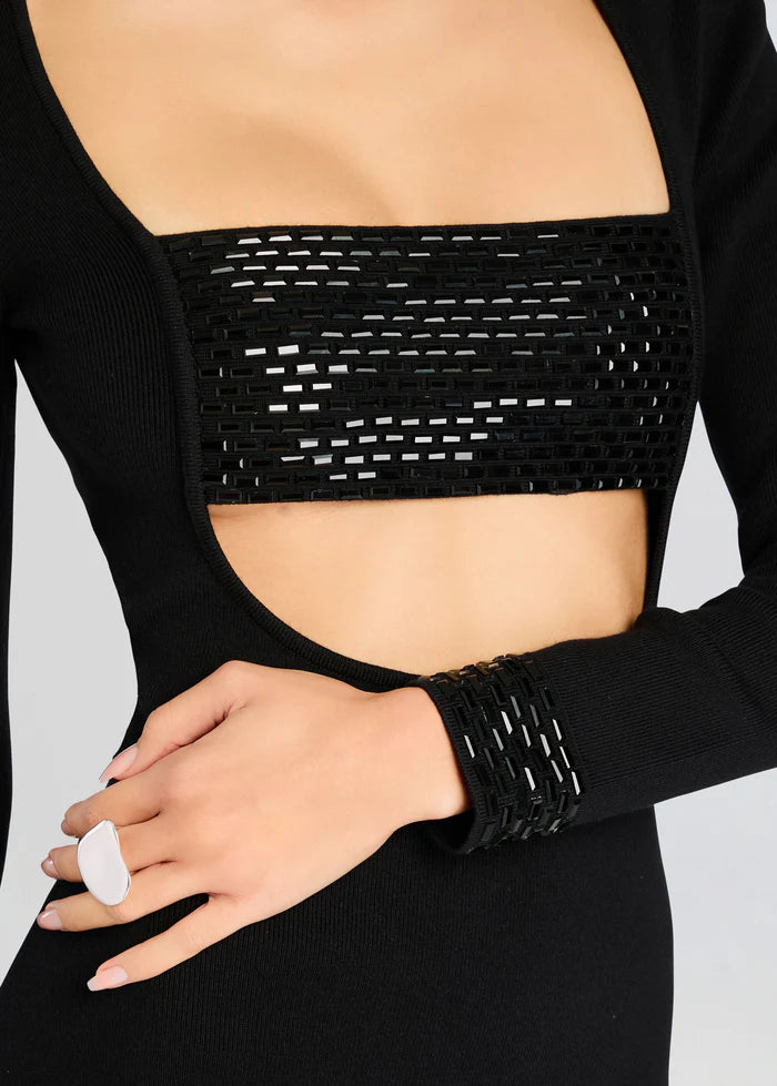 RETROFETE RAELLE EMBELLISHED KNIT DRESS