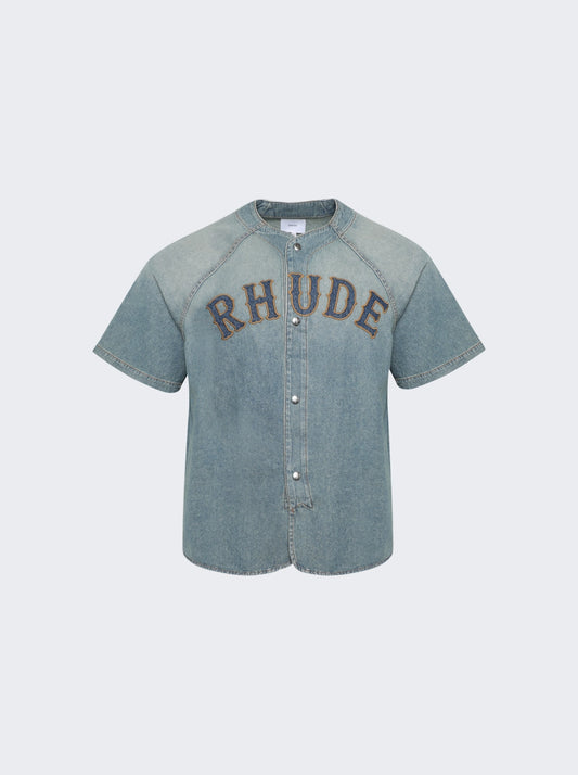 RHUDE DENIM BASEBALL JERSEY