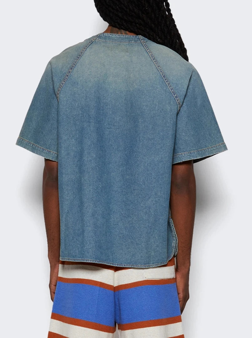 RHUDE DENIM BASEBALL JERSEY