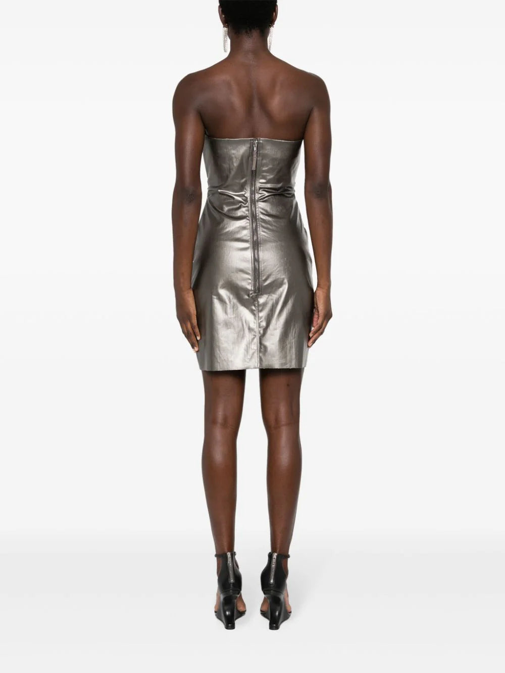 RICK OWENS STRAPLESS PRONGED CUTOUT MINIDRESS