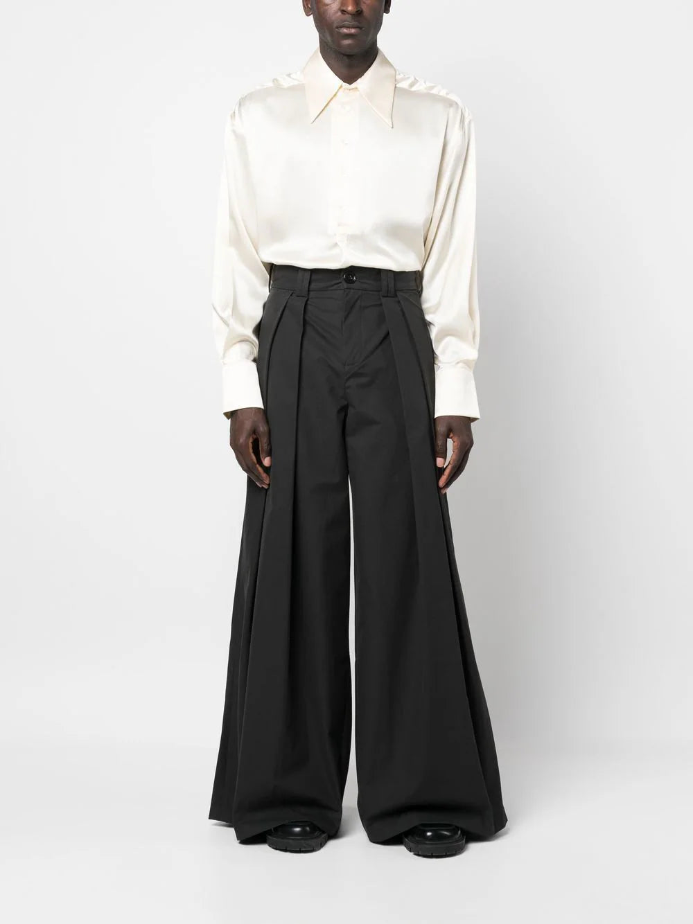 S.S. DALEY ALEXANDER PLEATED COTTON WIDE-LEG TROUSERS
