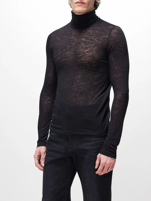 SAINT LAURENT EMBROIDERED ROLL NECK SWEATER