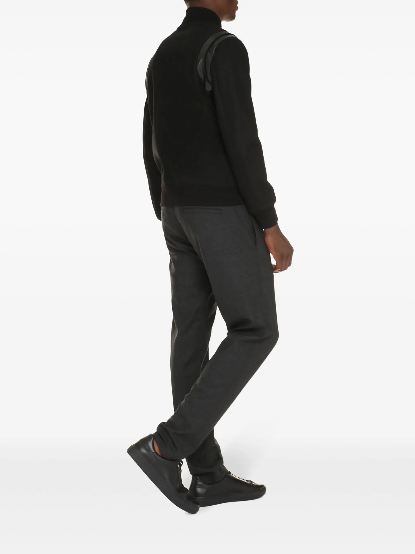 SAINT LAURENT LEATHER TRIM TEDDY VARSITY JACKET