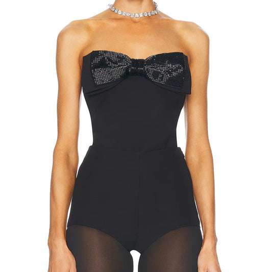 SELF-PORTRAIT RHINESTONE BOW TOP