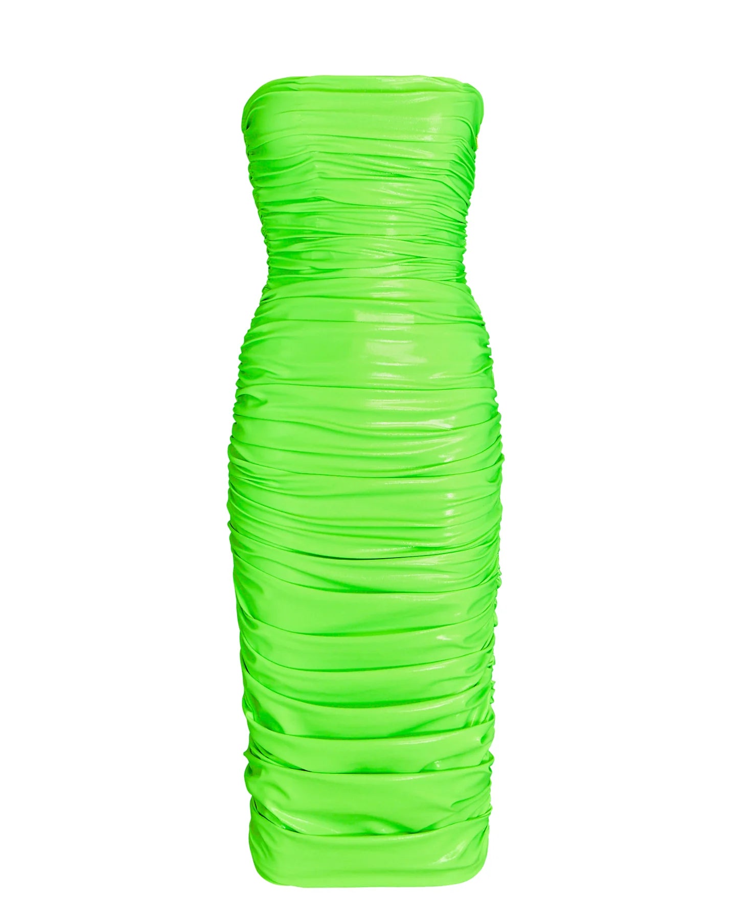 SERGIO HUDSON STRAPLESS COATED RUCHED MIDI DRESS