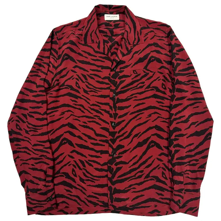 SAINT LAURENT ZEBRA PRINT SILK SHIRT